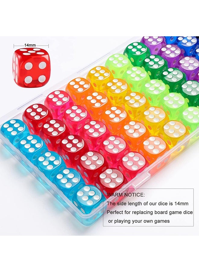 50 Pieces Dice Set, 14mm Bulk 6 Sided Colored Dices for Board Games, Math Learning, Classroom - Image 2