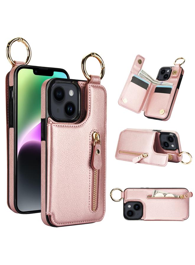 S-TOP Case For iPhone 14 Plus Litchi Texture Zipper Double Buckle Card Bag Phone Case - Image 1