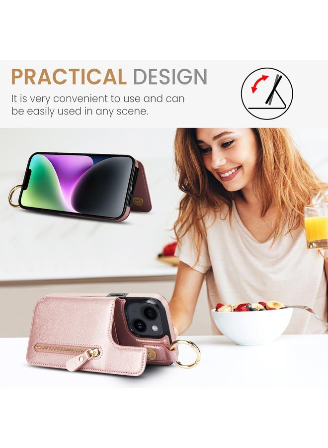 S-TOP Case For iPhone 14 Plus Litchi Texture Zipper Double Buckle Card Bag Phone Case - Image 4