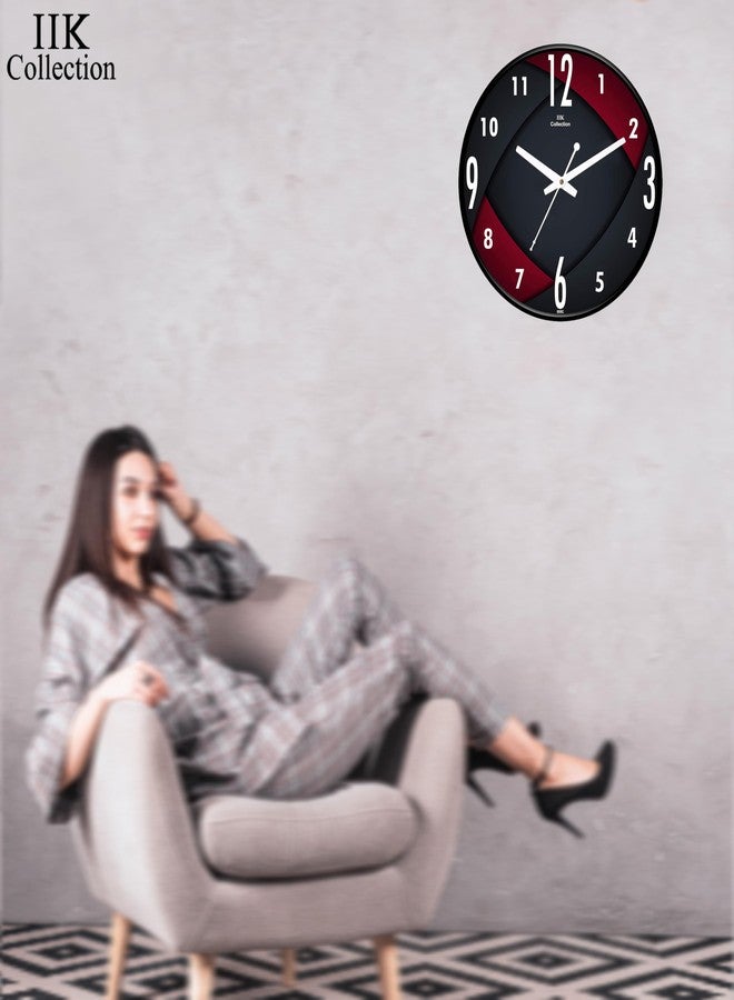 IIK Collection 12-Inch Designer Plastic Analogue Round Wall Clock for Home, Kitchen, Living Room, Bedroom, Office (30 Cm X 30 Cm X 6 Cm), Multicolor - Image 2