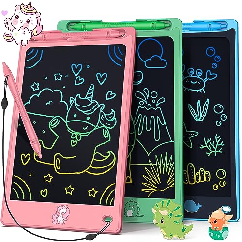 FLUESTON LCD Writing Tablet for Kids 88 Inch Drawing Tablet for Boys Girls 3 4 5 6 7 8 Year 3pcs in 1 Pack Drawing Pad Birthday Christmas Gift for Kid Educational Doodle Board Cute Unicorn Toy - Image 1