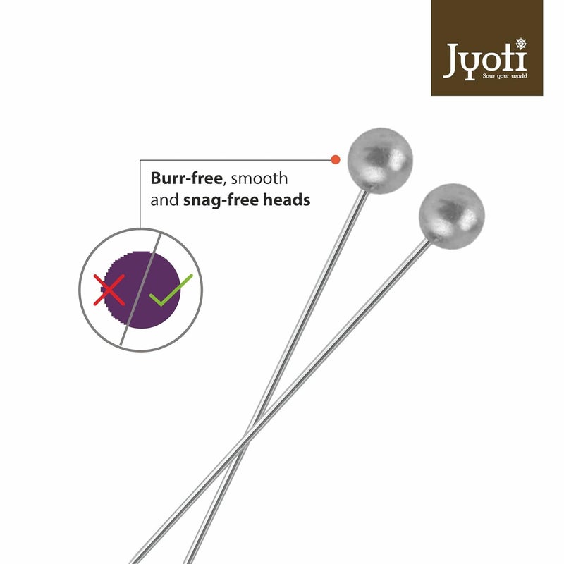 Jyoti Pearl Head Pins Round Silver for Tailoring Dressmaking Crafting Sewing College Projects Ornament Patch Work Decorating Hijab Scarf for Women 22756 40 Pins on a Wheel Pack of 5 - Image 3