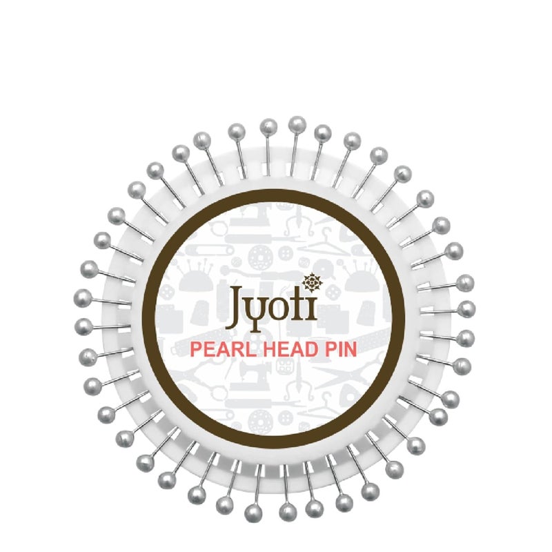 Jyoti Pearl Head Pins Round Silver for Tailoring Dressmaking Crafting Sewing College Projects Ornament Patch Work Decorating Hijab Scarf for Women 22756 40 Pins on a Wheel Pack of 5 - Image 2