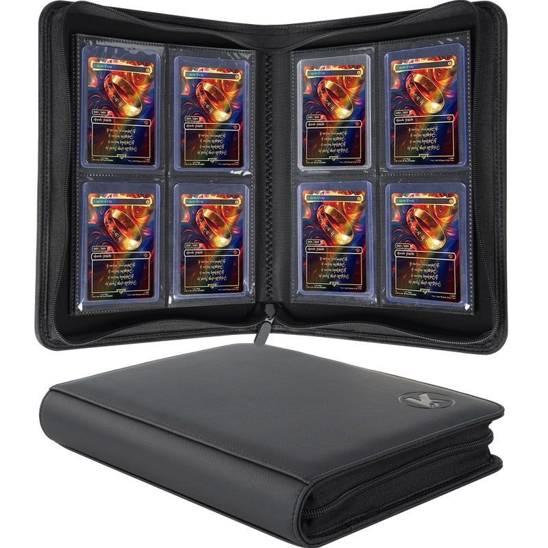KUOOKING Top loader Binder, Holds 128+ Toploaders, 4 Pocket Top Loader Card Storage Case, Double-Sided Pockets for trading card in 3 x 4'' Toploaders - Image 1