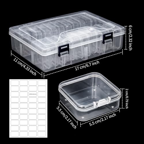 MERATIA Bead Organizer Box, 42Pcs Small Craft Organizers and Storage Plastic Cases Mini Clear Bead Storage Containers Boxes with Hinged Lid and Rectangle for Bracelet Making DIY Jewelry (Clear 1 Pack-42 Pcs) - Image 2