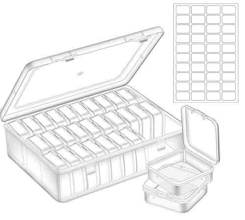 MERATIA Bead Organizer Box, 42Pcs Small Craft Organizers and Storage Plastic Cases Mini Clear Bead Storage Containers Boxes with Hinged Lid and Rectangle for Bracelet Making DIY Jewelry (Clear 1 Pack-42 Pcs) - Image 1