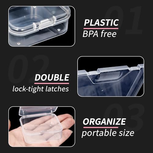 MERATIA Bead Organizer Box, 42Pcs Small Craft Organizers and Storage Plastic Cases Mini Clear Bead Storage Containers Boxes with Hinged Lid and Rectangle for Bracelet Making DIY Jewelry (Clear 1 Pack-42 Pcs) - Image 3
