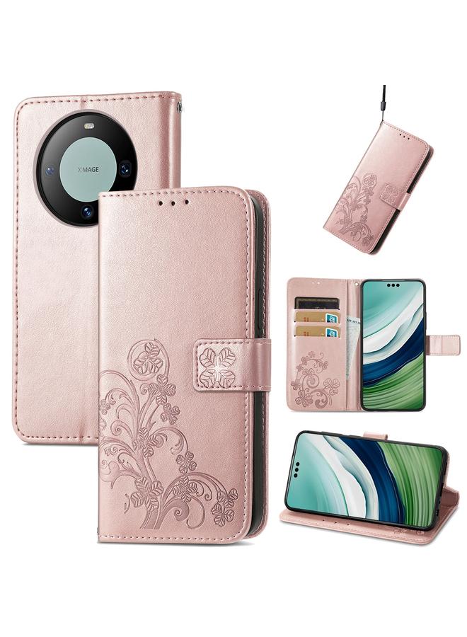 S-TOP Case For Huawei Mate 60 Pro Four-leaf Clasp Embossed Leather Phone Case - Image 1