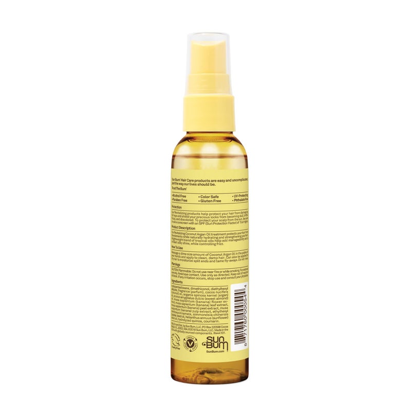 Sun Bum Revitalizing Coconut Argan Oil - Strengthening and Hydrating Hair Oil - UV Protection for Scalp and All Hair Types - Vegan and Cruelty Free - 3 oz - Image 2