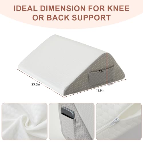 Bedluxe Knee Pillow for Back Sleeping, Leg Pillow Knee Wedge Pillow, Memory Foam Wedge Pillows for Legs Post Surgery, Triangle Pillow for Knee Support, Leg Elevation, Knees Hip Back Pain Relief, White - Image 4