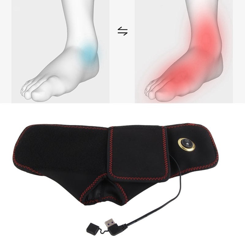 Heated Foot Ankle Brace Wraps Hot Therapy Foot Belt for Planters Fasciitis Achilles Tendinitis Pain Relief - Image 4