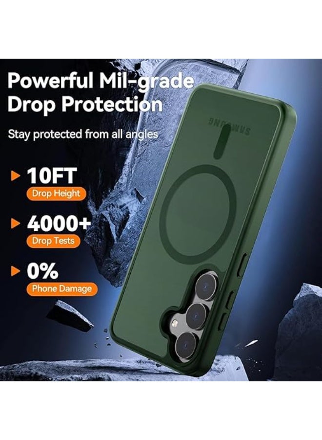 Magnetic Protective Case Designed for Samsung Galaxy S24 Fe [MagSafe Compatible] [Military Grade Drop Protection] Slim Clear Matte Shockproof Case with Anti-Fingerprint (Green) - Image 4