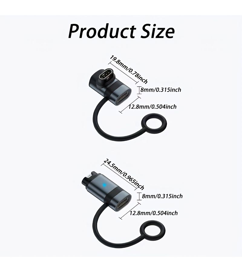 Silver Straight Type C Fast Charging Adapter For Garmin Fenix And Forerunner - Image 2