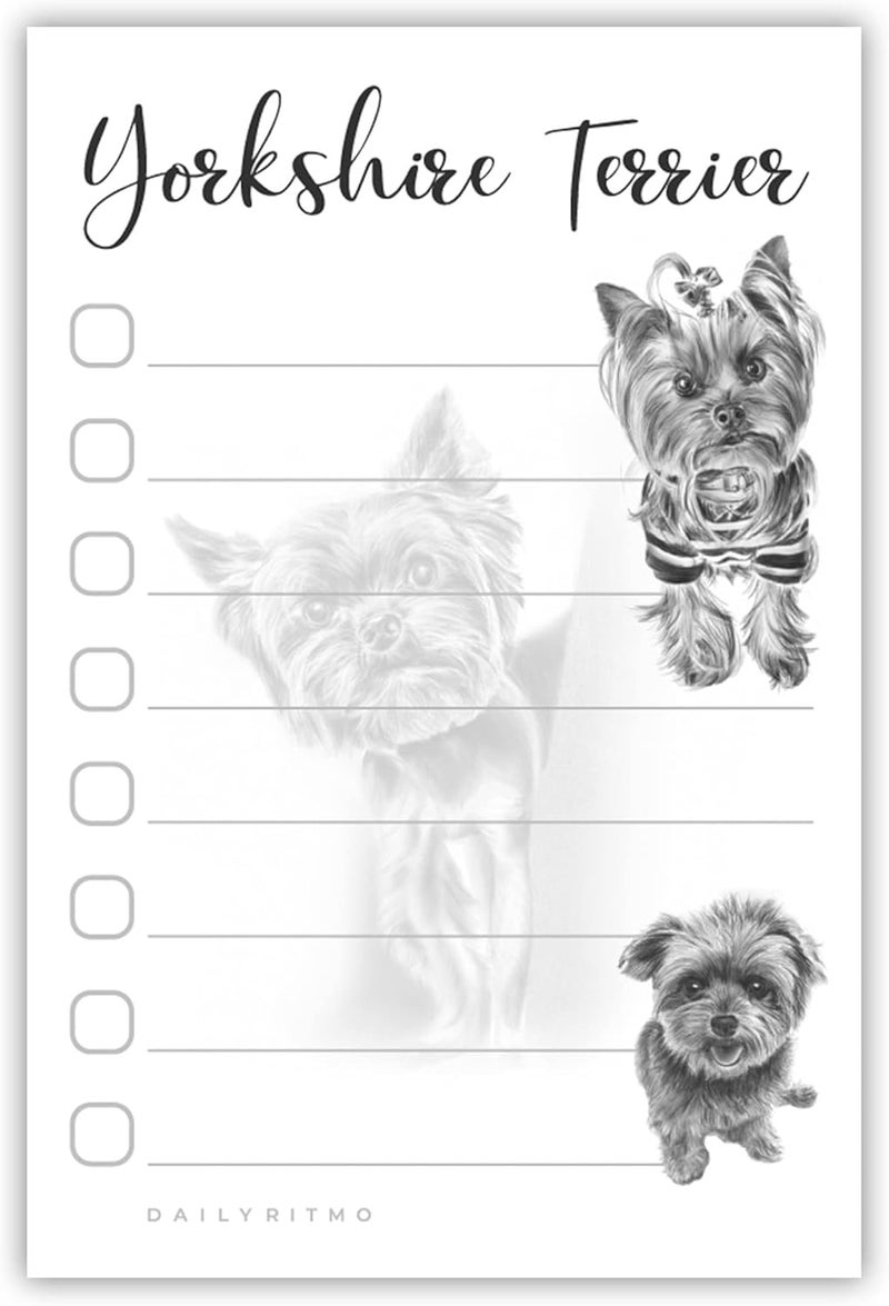 DAILY RITMO Yorkshire Terrier Yorkie Sticky Notepad to Do List | Yorkshire Terrier Dog Yorkie Lover Gifts for Women | Office School Supply Sticky Notes 4"x6" 50 Pages - Image 1