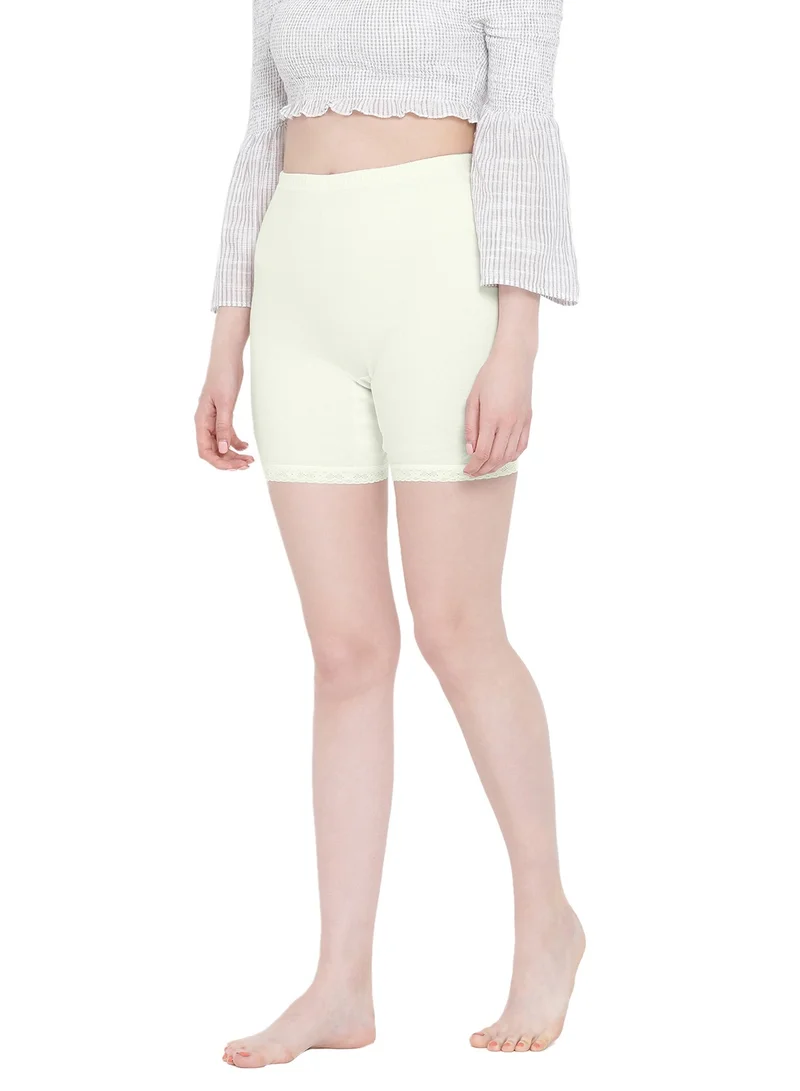 BYC  WOMEN'S COTTON BOXER BRIEF SHORTS (PACK OF 3) - IVORY for Women | Best Price UAE