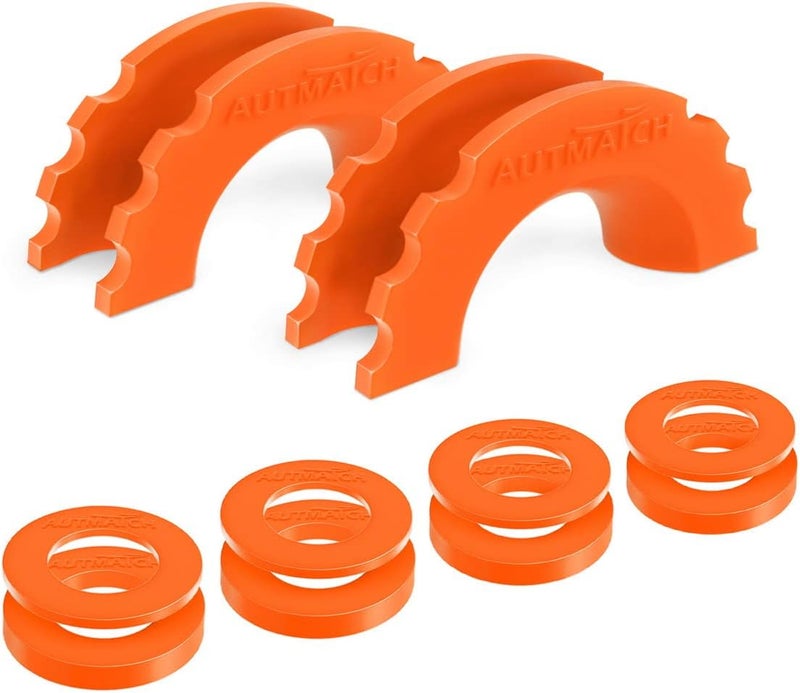 AUTMATCH D Ring Shackle Isolators Washers Kit - 2 Rubber Shackle Isolators with 8 Washers, Fits 3/4 Shackles Protect and Prevents Rattling, Shackle Cover Orange - Image 1