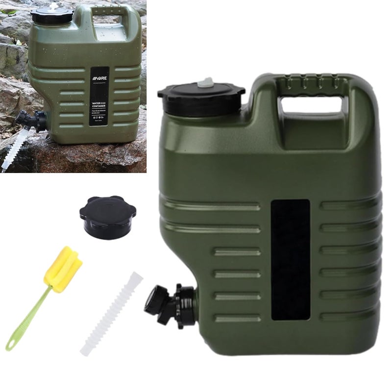 Nasmodo 12L Camping Water Can with Tap Portable Camping Picnic Hiking Water Storage Container for Travelling Dispenser Barrel with Faucet (Green) - Image 1