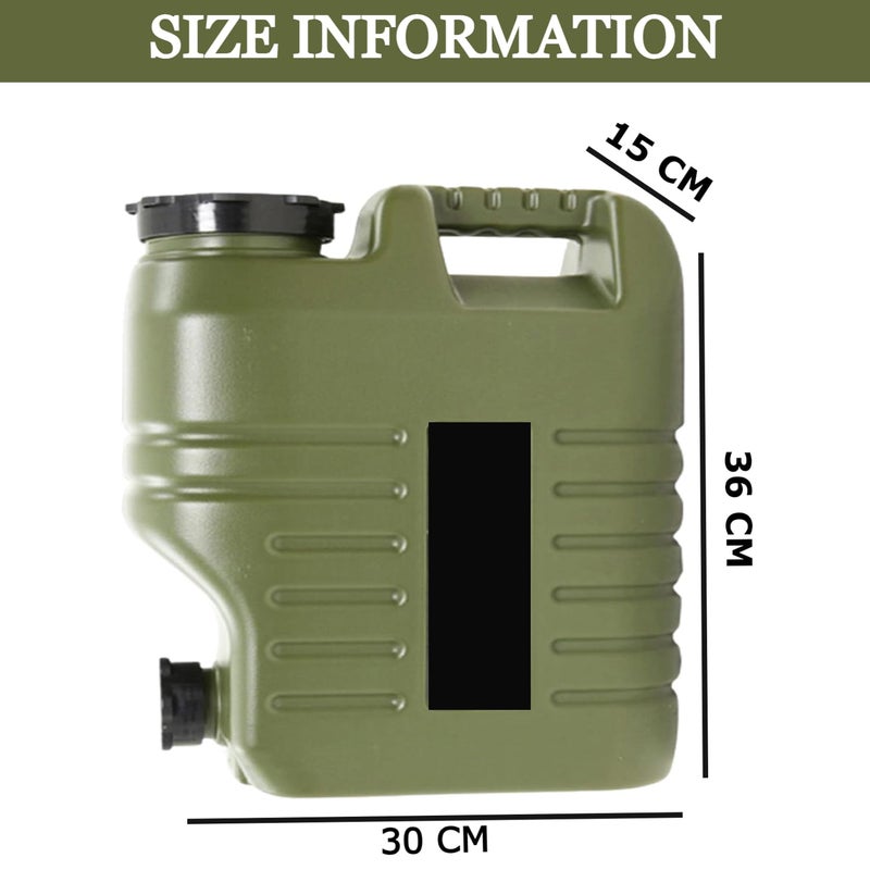Nasmodo 12L Camping Water Can with Tap Portable Camping Picnic Hiking Water Storage Container for Travelling Dispenser Barrel with Faucet (Green) - Image 2