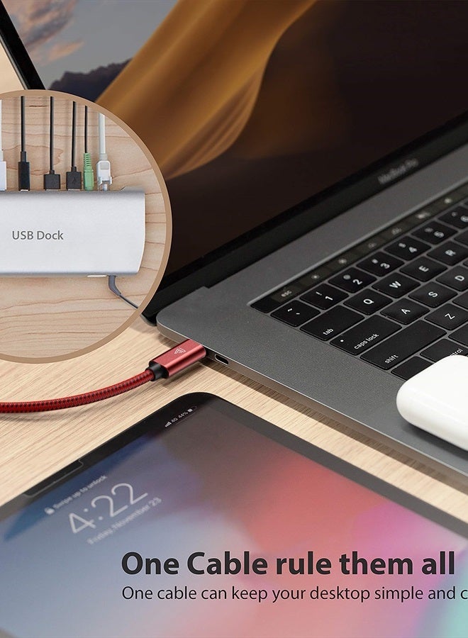 Faracent كابل تمديد USB نوع C (3.3 قدم/1 متر، أحمر)، شحن سريع 100 واط PD بسرعة 10 جيجابت في الثانية USB 3.1 الجيل 2 بيانات 4K HDR USBC ذكر إلى أنثى كابل تمديد، متوافق مع MacBook Air M2 Surface XPS - Image 5