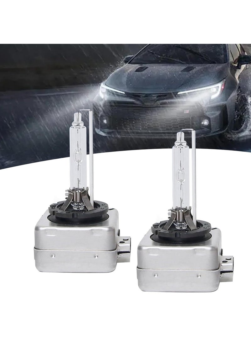 SYOSI 2 Pcs Car HID Xenon Bulb, D1S 6000K High Beam Xenon Headlight Replacement Bulb, with Ring and Metal Base, Plug and Play, High Beam Low Beam Bulb Replacement, Universal for Cars  - Image 1