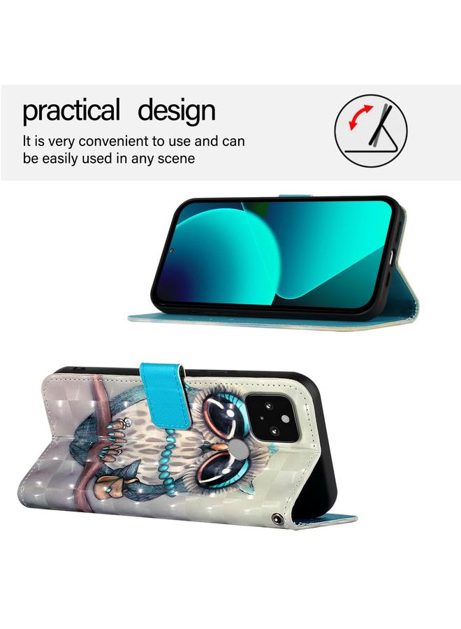 زبون جراب هاتف Google Pixel 5 من الجلد بتصميم أفقي ثلاثي الأبعاد - Image 3