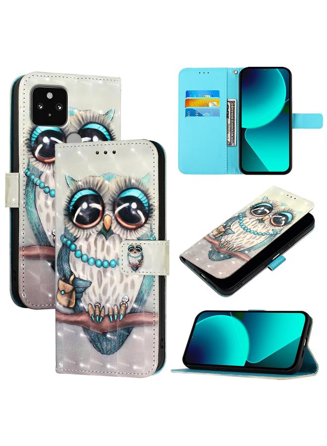 زبون جراب هاتف Google Pixel 5 من الجلد بتصميم أفقي ثلاثي الأبعاد - Image 1