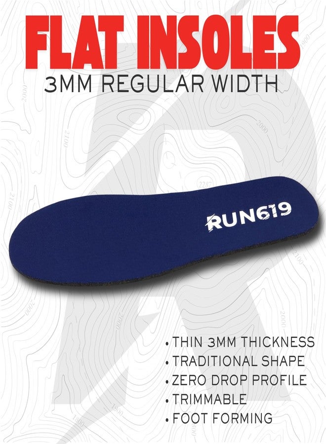 Run 619 Zero Drop Shoe Insoles, Traditional Shape, Foot Forming, Regular Width - 3mm Thickness, Firm, Flat Shoe Inserts - Men's 10-11.5, Women's 11-12.5 - Image 2