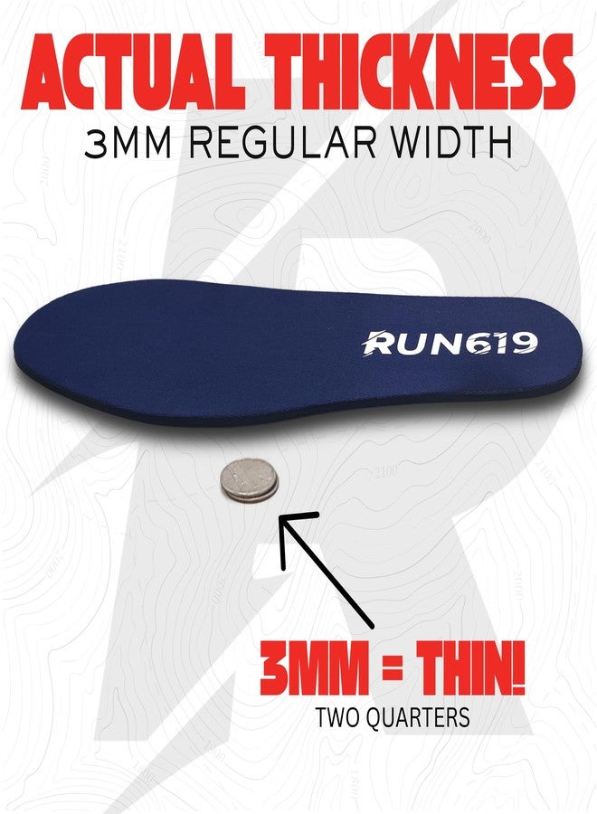 Run 619 Zero Drop Shoe Insoles, Traditional Shape, Foot Forming, Regular Width - 3mm Thickness, Firm, Flat Shoe Inserts - Men's 10-11.5, Women's 11-12.5 - Image 4