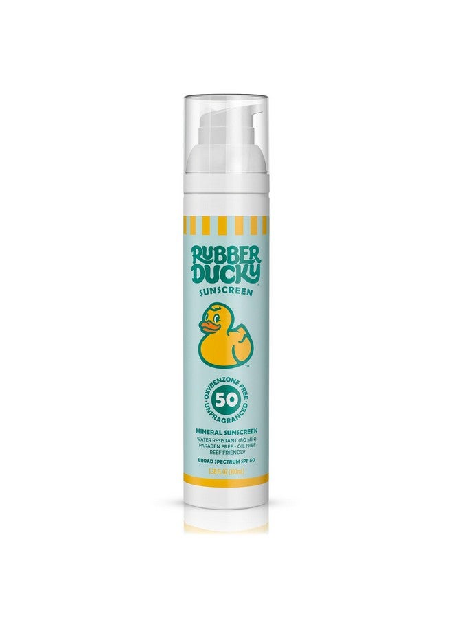 Rubber Ducky Spf 50 Mineral Sunscreen Lotion Face And Body Sunscreen Moisturizing Lotion Broad Spectrum Travel Size 3.4 Oz - Image 1