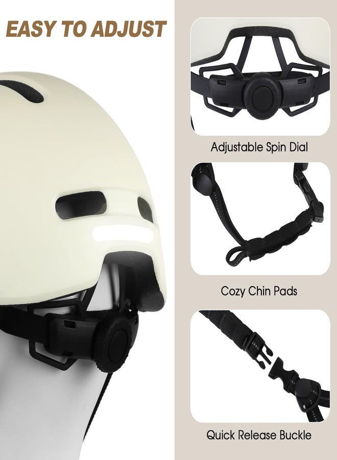 Shinmax Adult Bike Helmet for Men & Women - Lightweight Adjustable Baseball Cap Style Cycling Helmet with Reflective Strip, Perfect for Urban Commuter & Road Biking (Ivory, Medium：54-58cm) - Image 3