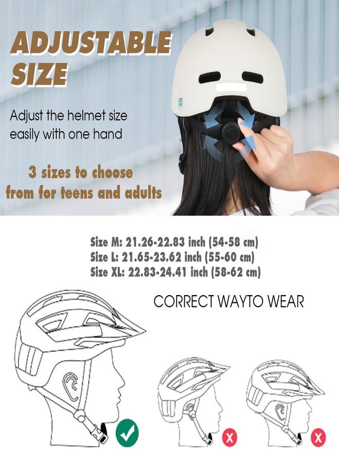 Shinmax Adult Bike Helmet for Men & Women - Lightweight Adjustable Baseball Cap Style Cycling Helmet with Reflective Strip, Perfect for Urban Commuter & Road Biking (Ivory, Medium：54-58cm) - Image 2
