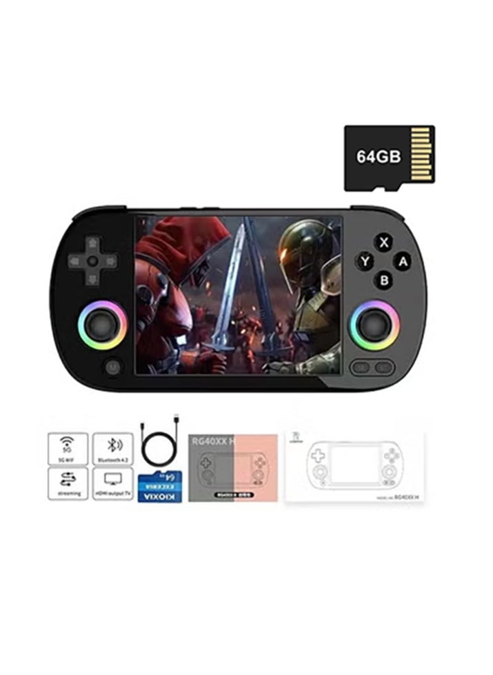 ANBERNIC  - RG40XX H Retro Handheld Game Consoles 64 TF Card Preloaded Games 5000+ Portable Gaming Console Linux 64-bit System 4.0'' IPS Screen WiFi Bluetooth HD and TV Output Black - Image 1