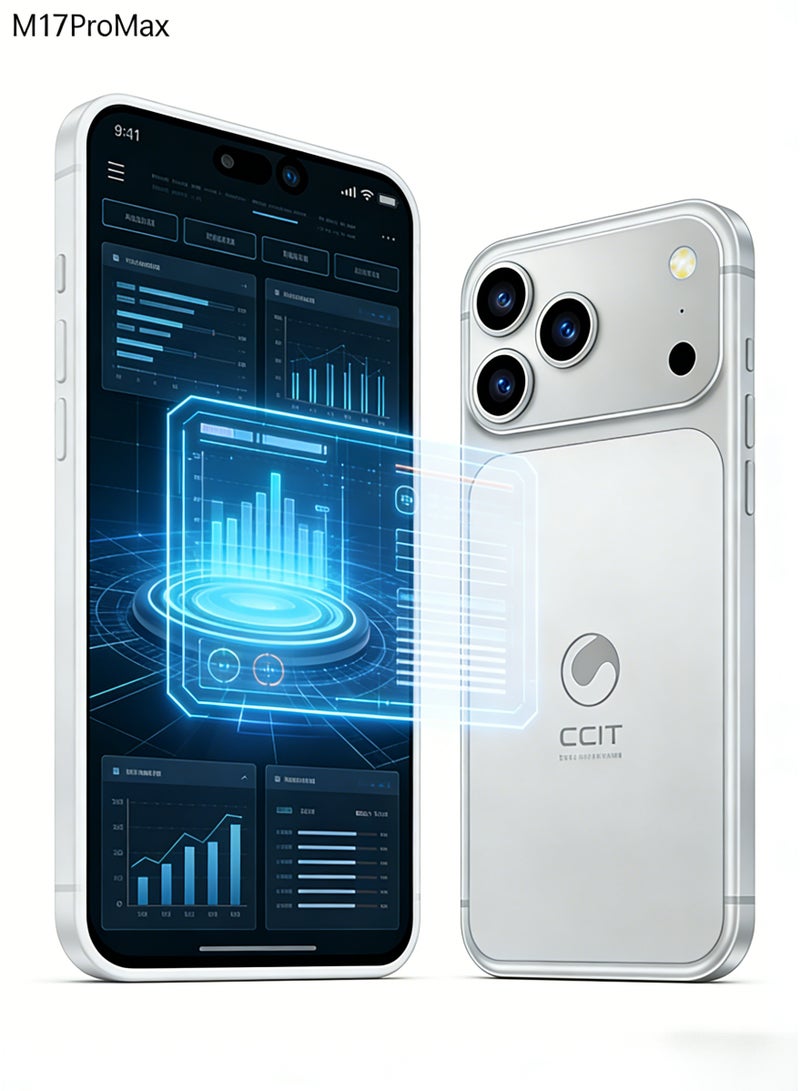 CCIT M17 Pro Max Smartphone 7.2-inch Full HD Super LCD 16GB RAM (8+8) 512GB ROM Android 15 4G Dual SIM High Capacity 6000mAh Battery -white - Image 3