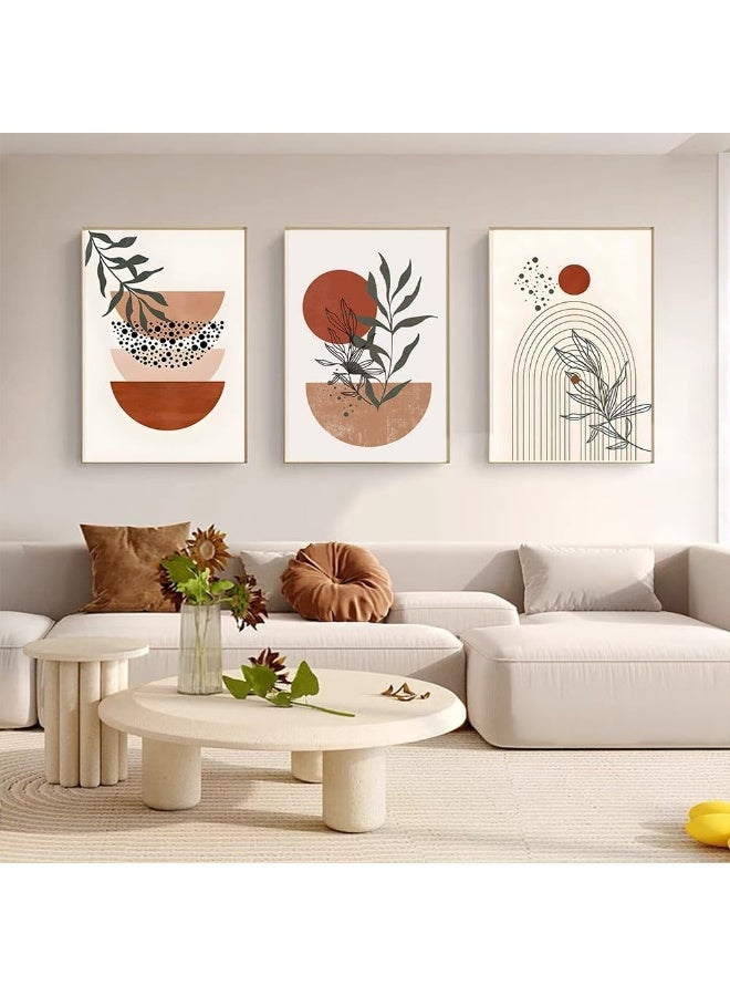 INSIJAM Set Of 3 Framed Canvas Wall Arts 40x30CM Boho Wall Art Set - Abstract Geometric Canvas Prints Framed Wall Decor for Living Room Bedroom and Bathroom Modern Minimalist Artwork with Hanging Kit - Image 5