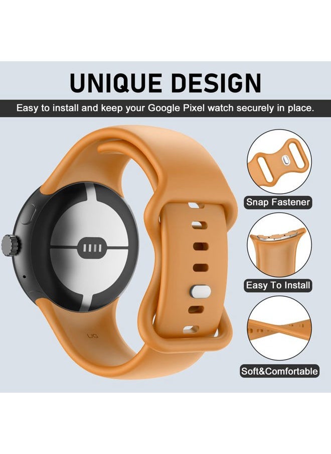 OVERSTEP Bands Compatible with Google Pixel Watch 3 Band 41mm/Pixel Watch 2 Band/Google Pixel Watch Band - Metal Buckle - Soft Silicone Replacement Strap for Women Men (L, Yellow)  - Image 2