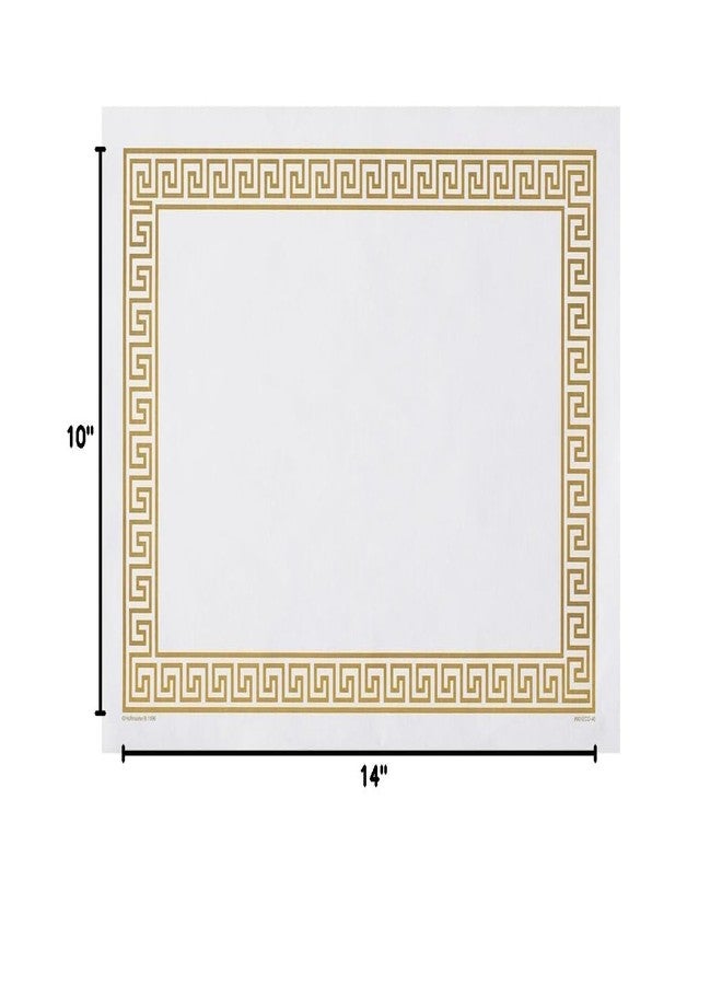 Hoffmaster 310640 Placemat, Greek Key Straight Edge, Square Corner, 10" x 14", Gold (Pack of 1000), White - Image 2