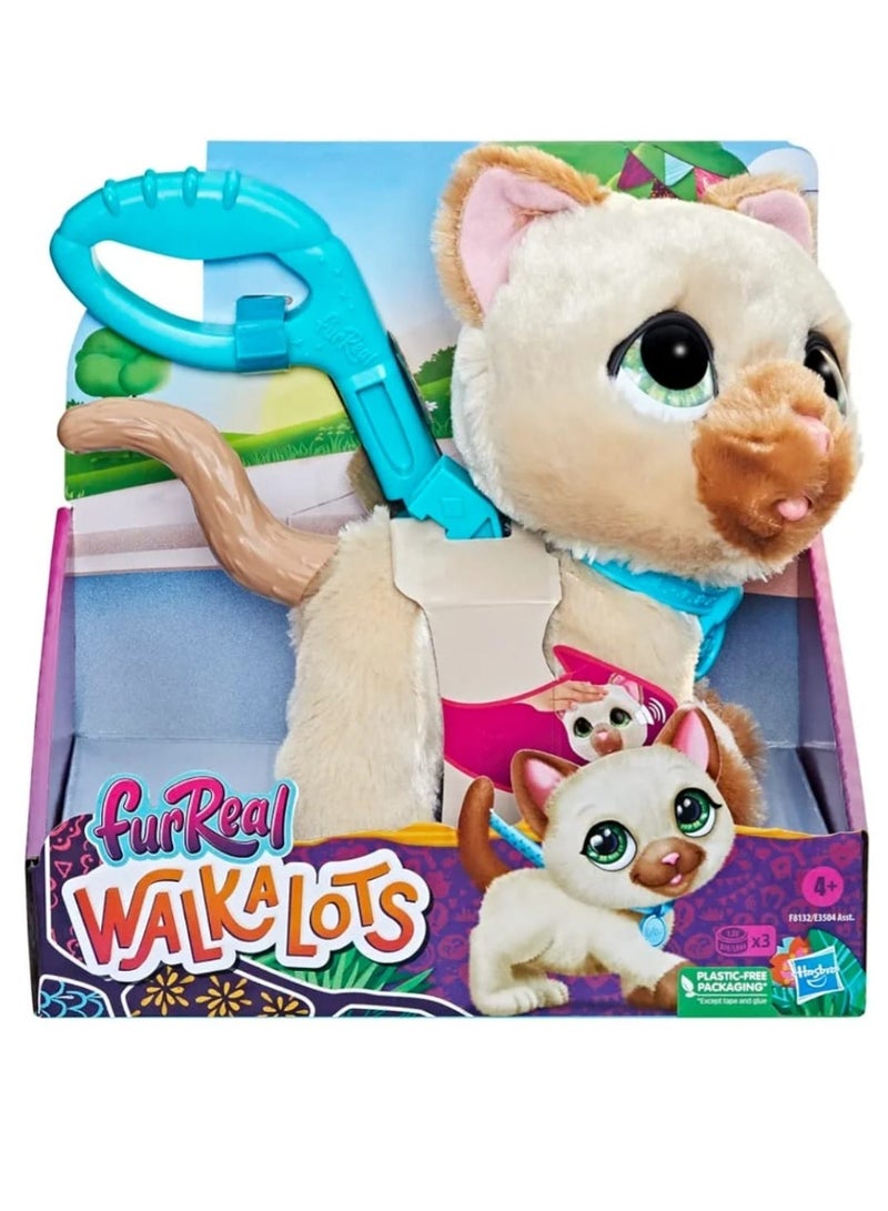 FurReal Walkalots Interactive Walking Pet Cat, Cream and Brown, Plush Toy with Leash - Image 4