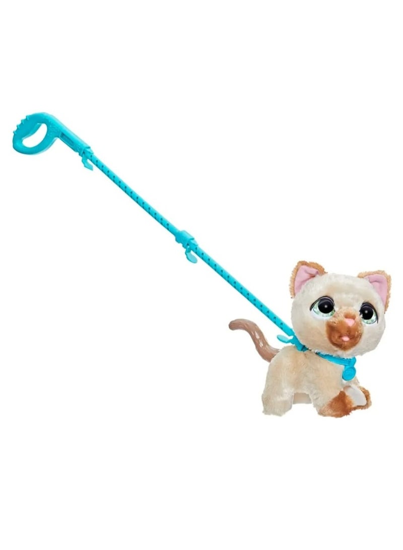FurReal Walkalots Interactive Walking Pet Cat, Cream and Brown, Plush Toy with Leash - Image 2