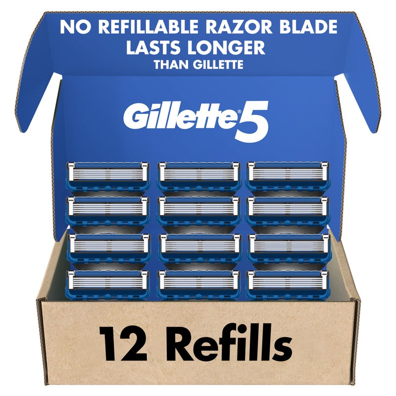 Gillette5 Mens Razor Blade Refills, 12 Count, Lubrastrip for a More Comfortable Shave - Image 1