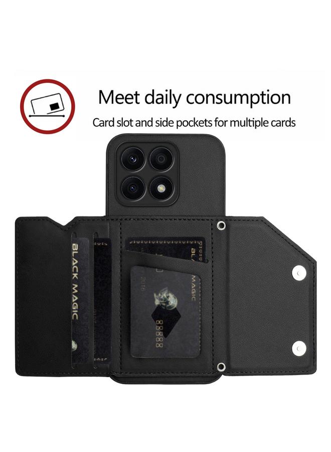 S-TOP Case For Honor X8A Skin Feel Four Card Slots Phone Case with Wrist Strap - Image 5