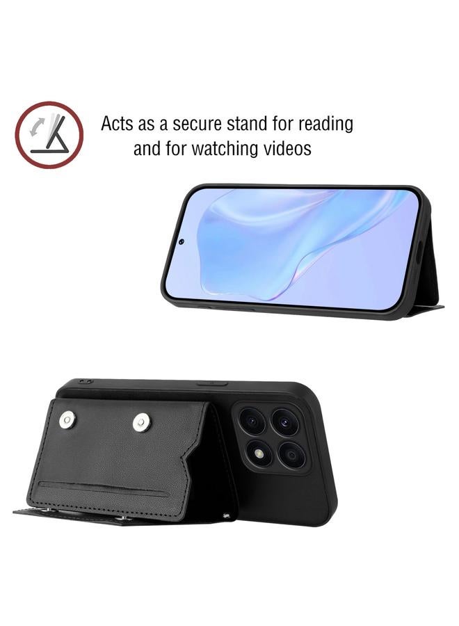 S-TOP Case For Honor X8A Skin Feel Four Card Slots Phone Case with Wrist Strap - Image 4