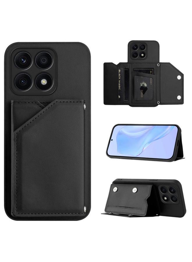 S-TOP Case For Honor X8A Skin Feel Four Card Slots Phone Case with Wrist Strap - Image 1