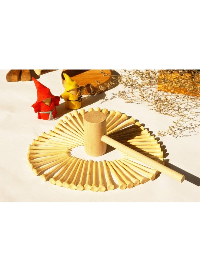 KIHACO Hammering and Pounding Toys for Kids Include 1 Wood Hammer and 30 Bamboo Nails Improve Fine Motor Skills Friendly Natural Wooden Educational Montessori Toy for Childs DIY Birthday Gift for 4+ - Image 3