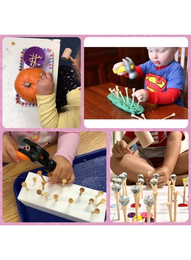 KIHACO Hammering and Pounding Toys for Kids Include 1 Wood Hammer and 30 Bamboo Nails Improve Fine Motor Skills Friendly Natural Wooden Educational Montessori Toy for Childs DIY Birthday Gift for 4+ - Image 4