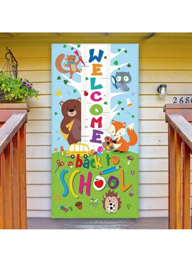 Back to School Banner with cute animal design and eye-catching colors, adding a fun atmosphere for the school return. Size: (90) x (180) cm  - Image 1