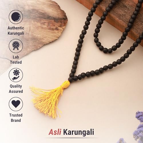 Japam 108+1 Divya Karungali Mala | 100% Natural Unpolished Karungali Malai Original Karungali Malai | Natural Black Ebony Wood Mala | Authenticity Certificate - Image 2