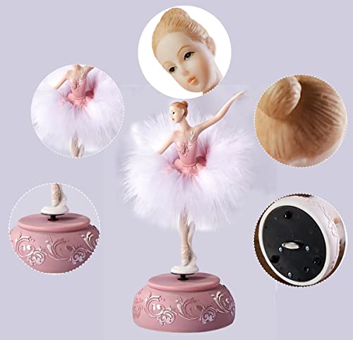 Singeek Ballerina Music Box Figurine Plays Swan Lake Tune, Musical Figure Hand-Painted Feather Skirt Ballet Recital Gift for Daughter Granddaughter Girls Wife Birthday - Image 3