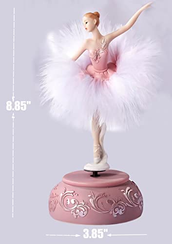 Singeek Ballerina Music Box Figurine Plays Swan Lake Tune, Musical Figure Hand-Painted Feather Skirt Ballet Recital Gift for Daughter Granddaughter Girls Wife Birthday - Image 2