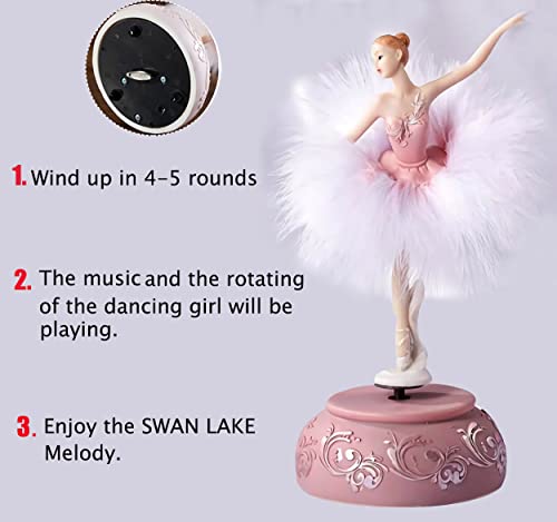 Singeek Ballerina Music Box Figurine Plays Swan Lake Tune, Musical Figure Hand-Painted Feather Skirt Ballet Recital Gift for Daughter Granddaughter Girls Wife Birthday - Image 4