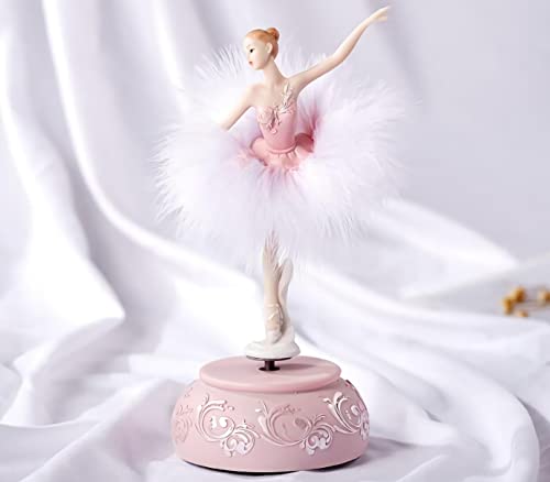 Singeek Ballerina Music Box Figurine Plays Swan Lake Tune, Musical Figure Hand-Painted Feather Skirt Ballet Recital Gift for Daughter Granddaughter Girls Wife Birthday - Image 5